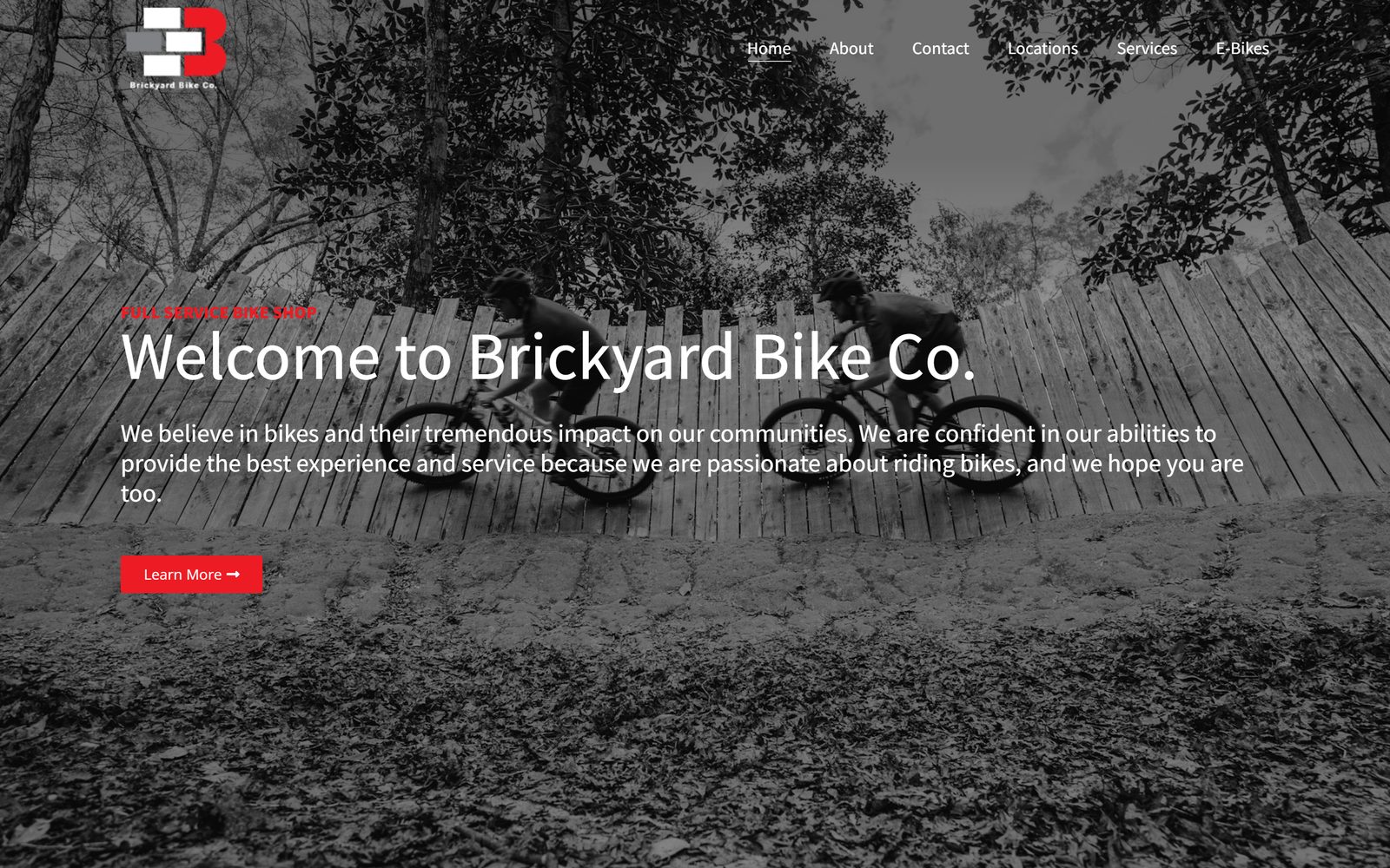 Brickyard Bike Co. website on desktop