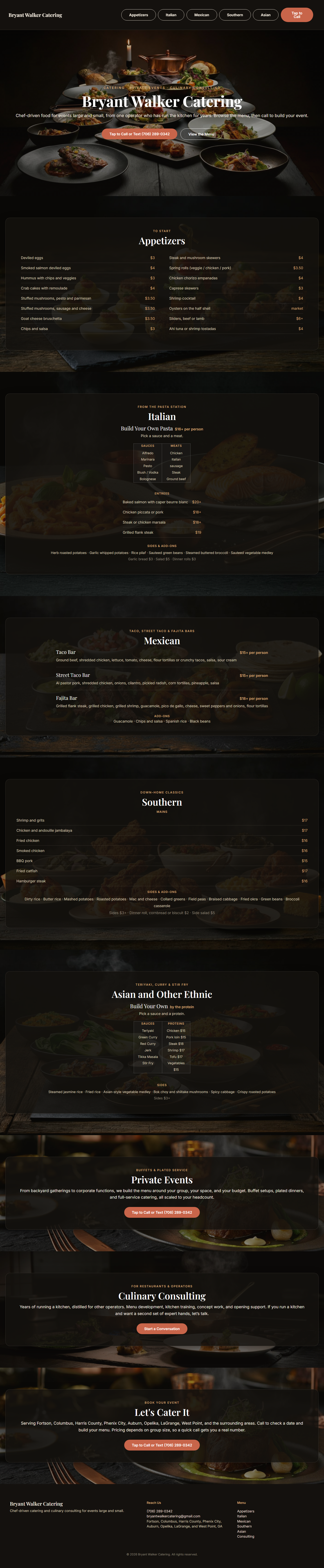 Bryant Walker Catering full website