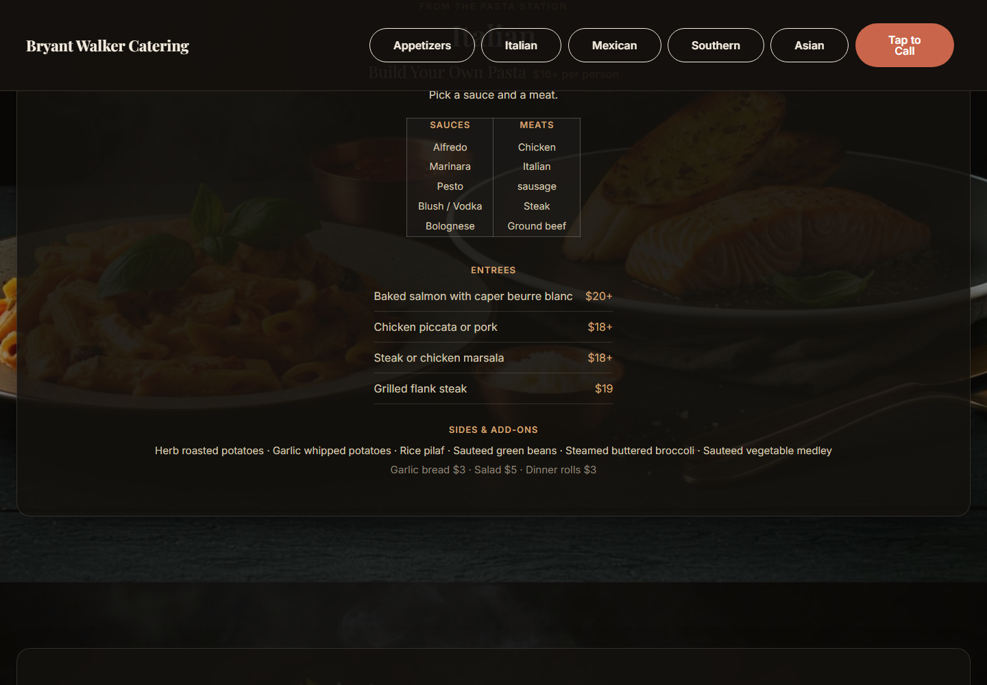Bryant Walker Catering The Menu