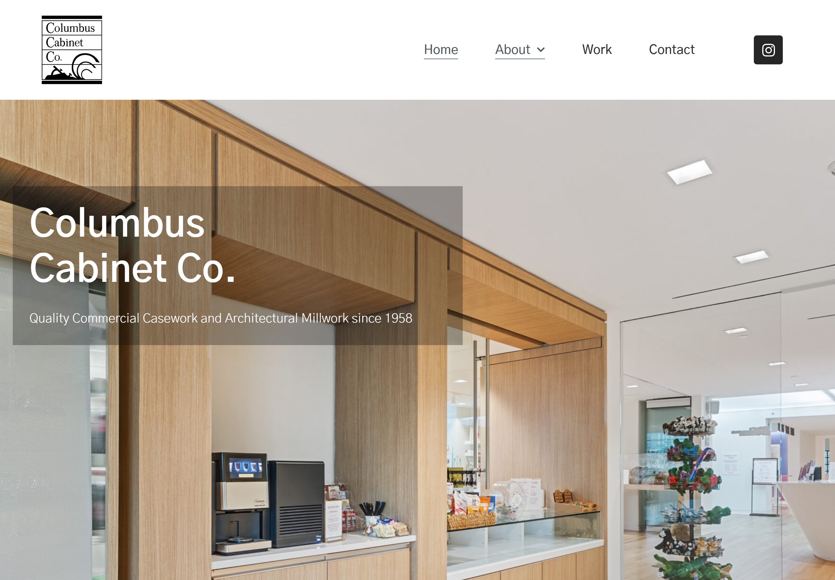 Columbus Cabinet Co. website on desktop