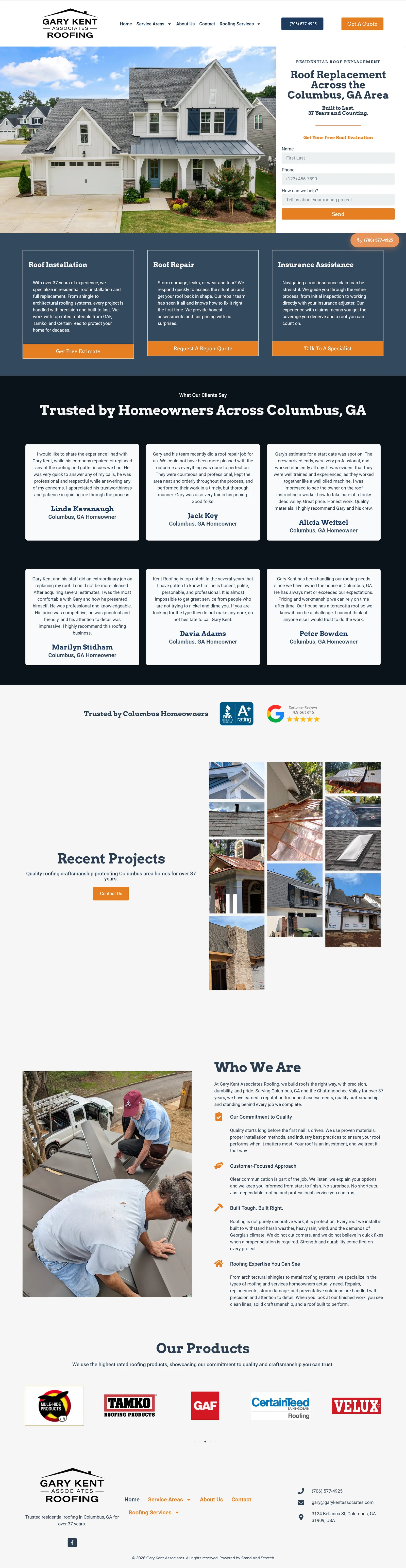 Roofing by Gary Kent full website