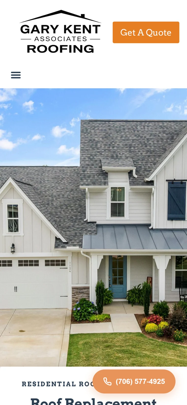 Roofing by Gary Kent website on mobile