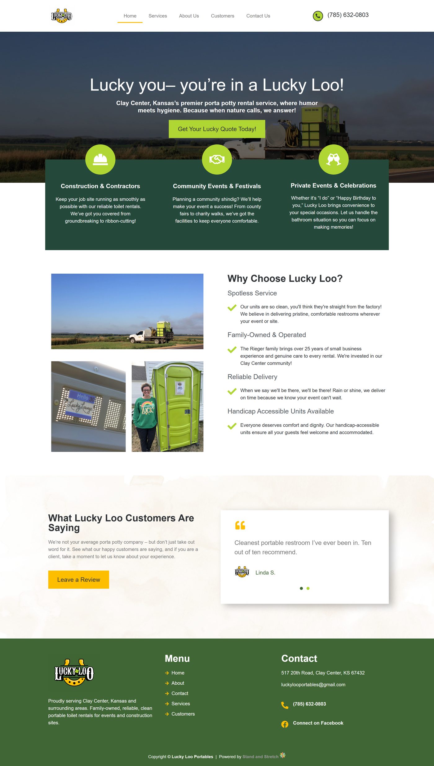Lucky Loo Portables full website