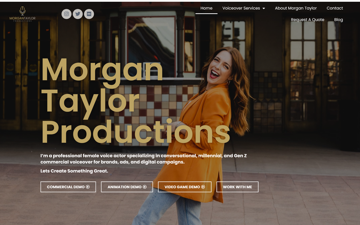 Morgan Taylor Productions website on desktop