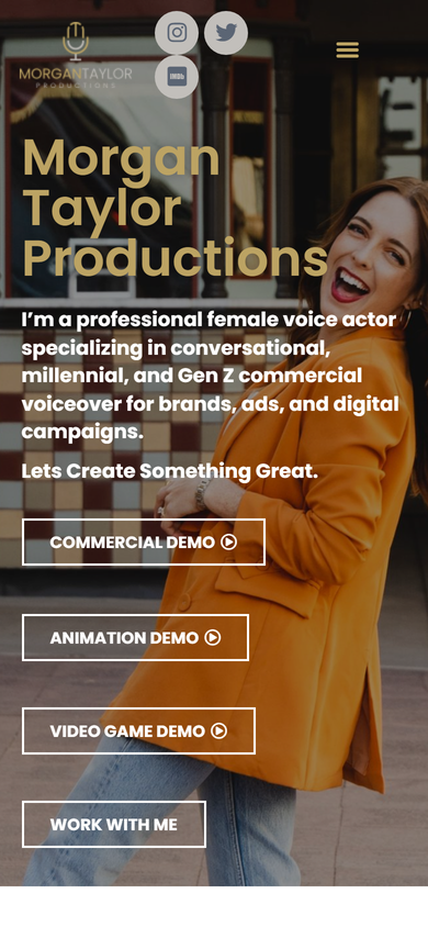 Morgan Taylor Productions website on mobile