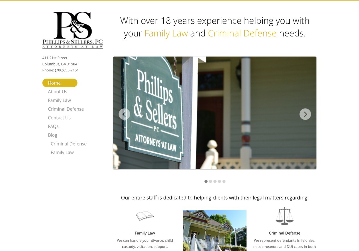 Phillips & Sellers, P.C. previous website